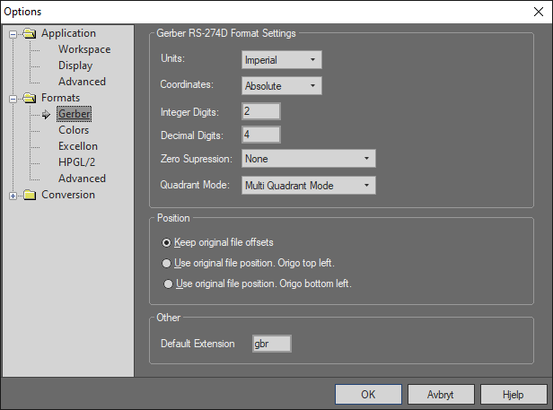 gerber format settings