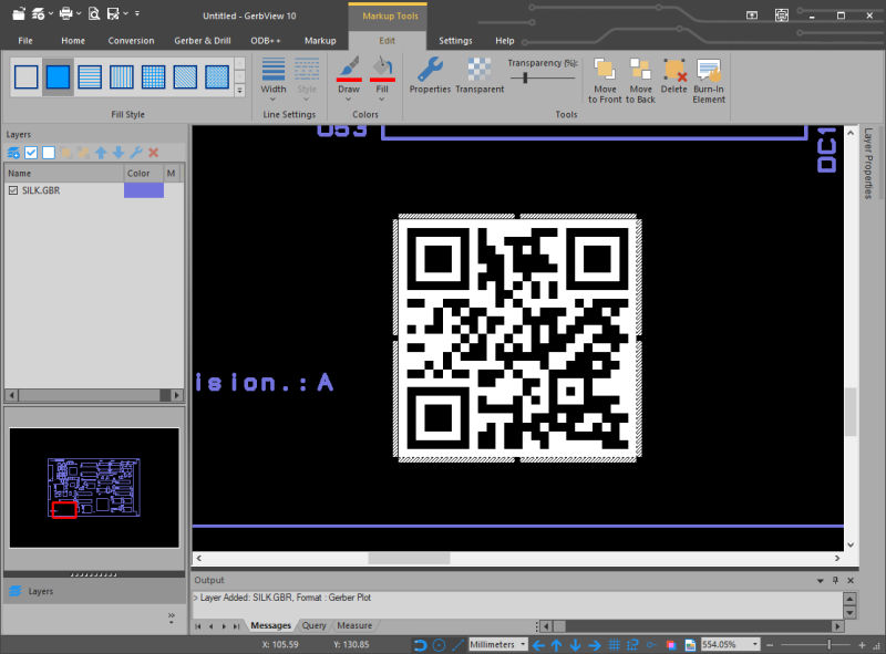 GerbView markup QR Code