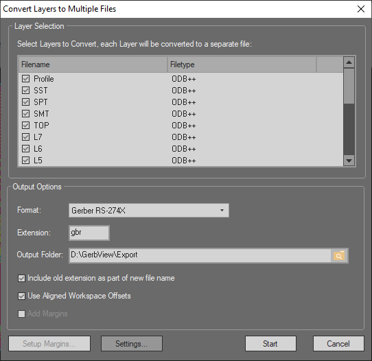 layer selection dialog